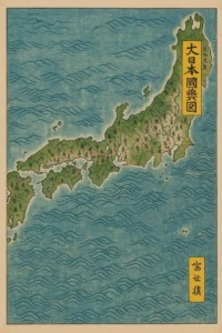 Mapa japonés de época que contextualiza una novela ambientada en el periodo Taishō