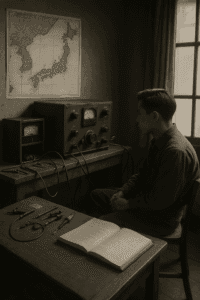 Estación de radio casera en Japón posguerra