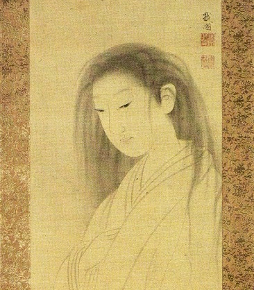 El fantasma de Oyuki, pintura de Maruyama Ōkyo (h. 1750), una de las primeras representaciones del yūrei en el arte japonés